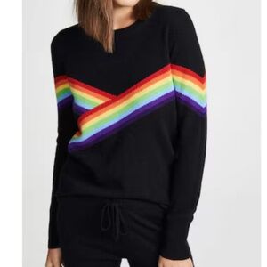 Spiritual Gangster x Madeleine Thompson black rainbow stripe sweater size M